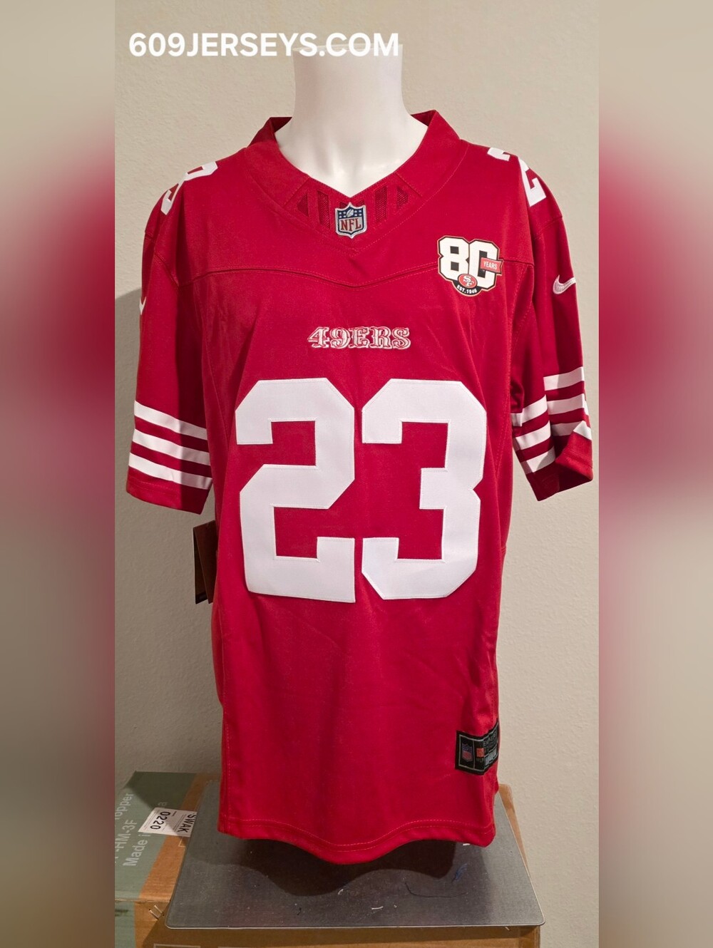 San Francisco 49ers Christian McCaffrey Jersey W/ 80 Years Patch